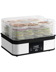 HOMCOM 5 Tier Food Dehydrator, 245W Stainless Steel Food Dryer Machine with Adjustable Temperature, Timer and LCD Display for Dr
