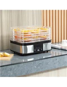 HOMCOM 5 Tier Food Dehydrator, 245W Stainless Steel Food Dryer Machine with Adjustable Temperature, Timer and LCD Display for Dr 2