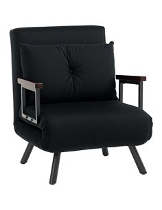 HOMCOM 4-in-1 Velvet-Feel Single Chair Bed, with Pillow - Black