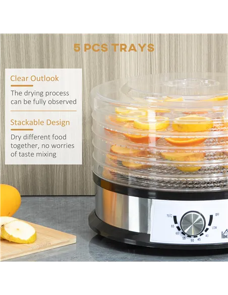 HOMCOM 40-70℃ Five-Tray Food Dehydrator
