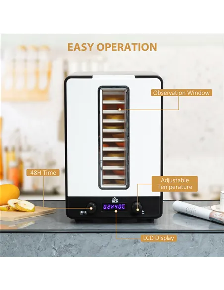 HOMCOM 11-Tray Food Dehydrator, 40-70℃ Temperature and Timer
