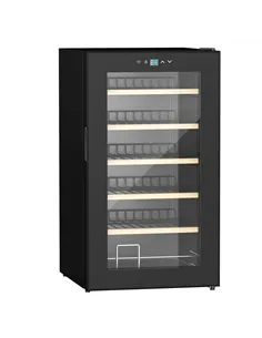 HOMCOM 24 Bottle Wine Fridge, 65 Litre Capacity, 43cm Freestanding Wine Cooler Fridge with Glass Door, LED Light, Digital Touch 