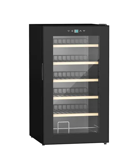 HOMCOM 24 Bottle Wine Fridge, 65 Litre Capacity, 43cm Freestanding Wine Cooler Fridge with Glass Door, LED Light, Digital Touch 