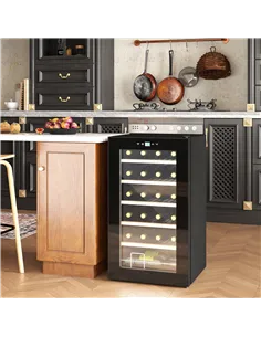 HOMCOM 24 Bottle Wine Fridge, 65 Litre Capacity, 43cm Freestanding Wine Cooler Fridge with Glass Door, LED Light, Digital Touch  2