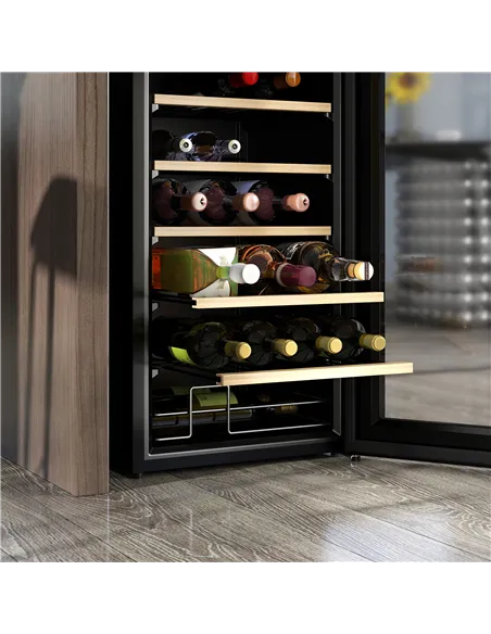 HOMCOM 24 Bottle Wine Fridge, 65 Litre Capacity, 43cm Freestanding Wine Cooler Fridge with Glass Door, LED Light, Digital Touch 