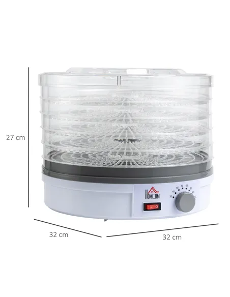 HOMCOM 5 Tier Food Dehydrator, 245W Food Dryer Machine with Adjustable Temperature Control for Drying Fruit, Meat, Vegetable, Je