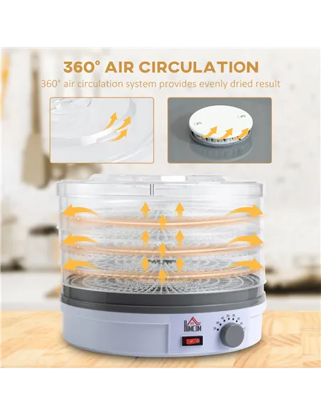 HOMCOM 5 Tier Food Dehydrator, 245W Food Dryer Machine with Adjustable Temperature Control for Drying Fruit, Meat, Vegetable, Je