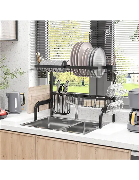 HOMCOM 65cm Modular Over-Sink Drying Rack