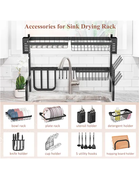 HOMCOM 65cm Modular Over-Sink Drying Rack