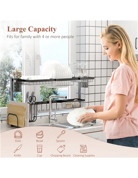 HOMCOM 93cm Modular Over-Sink Drying Rack