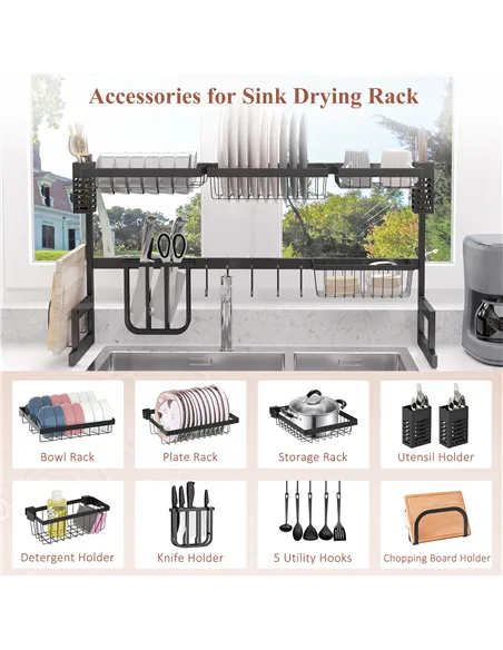 HOMCOM 93cm Modular Over-Sink Drying Rack
