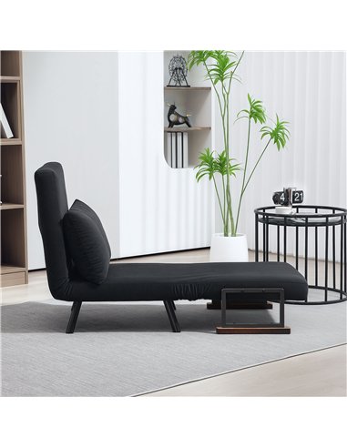 HOMCOM 4-in-1 Velvet-Feel Single Chair Bed, with Pillow - Black