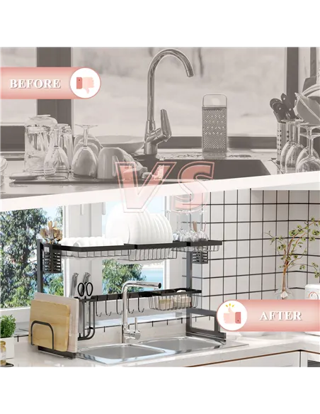 HOMCOM 93cm Modular Over-Sink Drying Rack