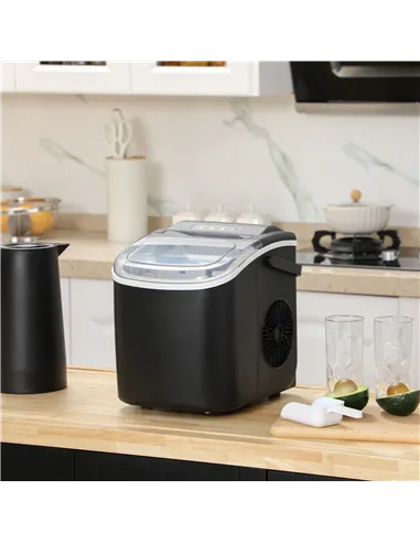 HOMCOM Ice Maker Machine Counter Top, 12Kg in 24 Hrs, 9 Cubes Ready in 6-12Mins, Portable Ice Cube Maker with Ice Scoop and Bask