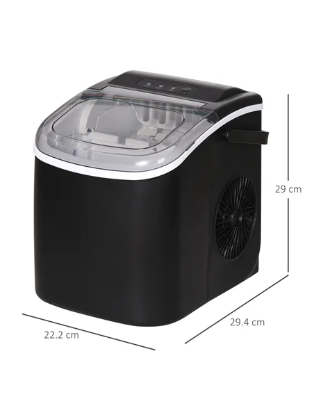 HOMCOM Ice Maker Machine Counter Top, 12Kg in 24 Hrs, 9 Cubes Ready in 6-12Mins, Portable Ice Cube Maker with Ice Scoop and Bask