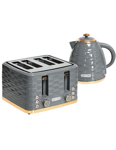 HOMCOM Kettle and Toaster Sets, 3000W 1.7L Rapid Boil Kettle & 4 Slice Toaster with 7 Browning Controls, Defrost, Reheat and Cru