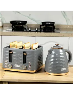 HOMCOM Kettle and Toaster Sets, 3000W 1.7L Rapid Boil Kettle & 4 Slice Toaster with 7 Browning Controls, Defrost, Reheat and Cru 2