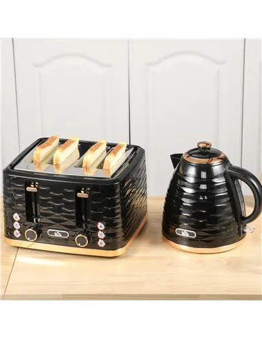 HOMCOM Kettle and Toaster Sets, 3000W 1.7L Rapid Boil Kettle & 4 Slice Toaster with 7 Browning Controls, Defrost, Reheat and Cru