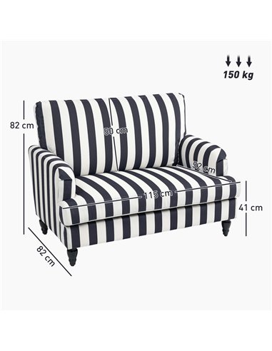 HOMCOM Modern Cuddle Chair, Velvet Single Sofa Armchair with Stripe, Turned Legs and Wide Seat, Upholstered Snuggle Chair for Li