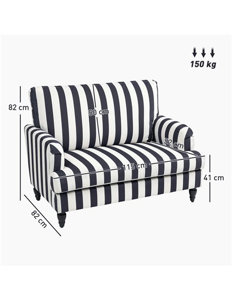 HOMCOM Modern Cuddle Chair, Velvet Single Sofa Armchair with Stripe, Turned Legs and Wide Seat, Upholstered Snuggle Chair for Li
