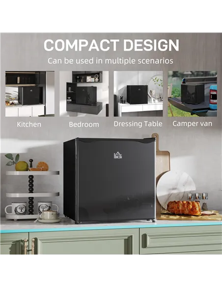 HOMCOM 46 Litre Table Top Mini Fridge, Small Fridge with Ice Box, Reversible Door, Adjustable Temperature and Legs for Bedrooms,