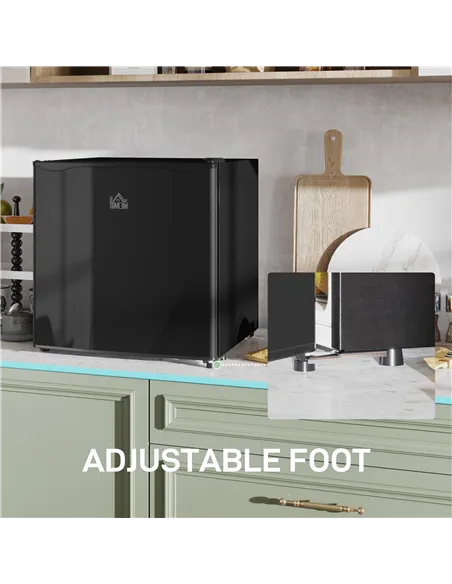 HOMCOM 46 Litre Table Top Mini Fridge, Small Fridge with Ice Box, Reversible Door, Adjustable Temperature and Legs for Bedrooms,