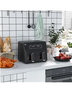 HOMCOM 8L Dual Basket Air Fryer, 8-in-1 Air Fryer Oven with Digital Display, Visible, Timer, Preheat for Oil Free Low Fat Cookin 2
