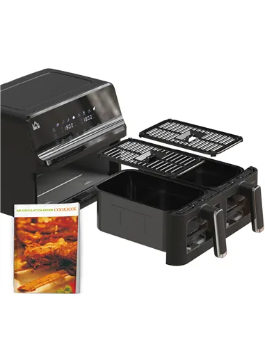 HOMCOM 8L Dual Basket Air Fryer, 8-in-1 Air Fryer Oven with Digital Display, Visible, Timer, Preheat for Oil Free Low Fat Cookin