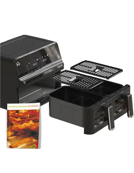 HOMCOM 8L Dual Basket Air Fryer, 8-in-1 Air Fryer Oven with Digital Display, Visible, Timer, Preheat for Oil Free Low Fat Cookin