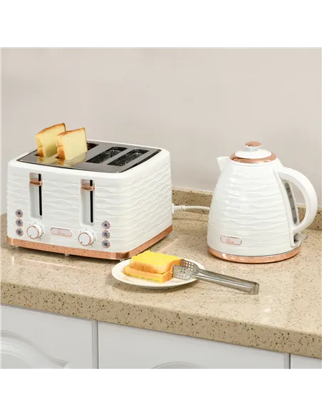 HOMCOM Kettle and Toaster Sets, 3000W 1.7L Rapid Boil Kettle & 4 Slice Toaster with 7 Browning Controls, Defrost, Reheat and Cru