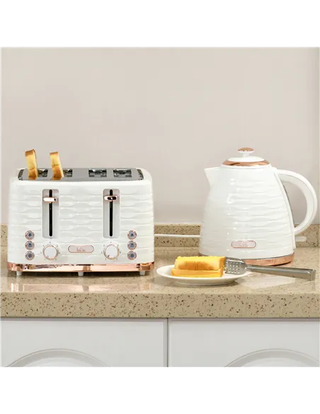 HOMCOM Kettle and Toaster Sets, 3000W 1.7L Rapid Boil Kettle & 4 Slice Toaster with 7 Browning Controls, Defrost, Reheat and Cru
