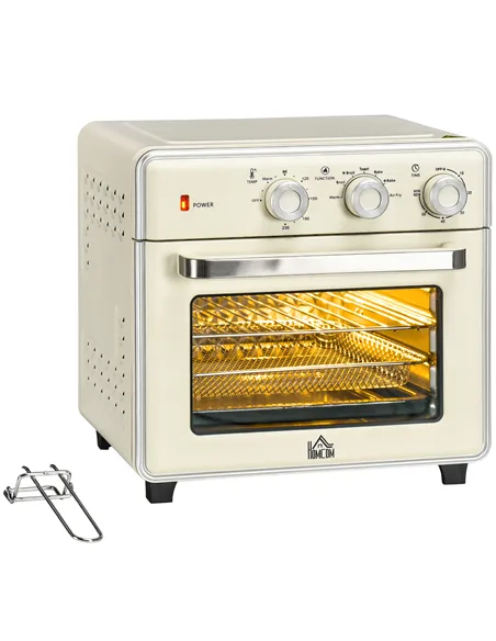 HOMCOM 20L 90-230℃ Mini Electric Oven - Cream