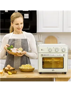 HOMCOM 20L 90-230℃ Mini Electric Oven - Cream 2