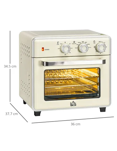 HOMCOM 20L 90-230℃ Mini Electric Oven - Cream
