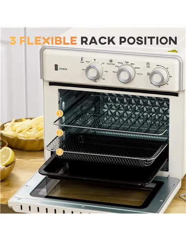 HOMCOM 20L 90-230℃ Mini Electric Oven - Cream