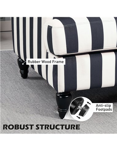 HOMCOM Modern Cuddle Chair, Velvet Single Sofa Armchair with Stripe, Turned Legs and Wide Seat, Upholstered Snuggle Chair for Li