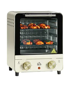 HOMCOM Mini Oven, 15 Litres Electric Oven and Grill with 60-230℃ Adjustable Temperature, 60 Minute Timer, Include Baking Tray, W