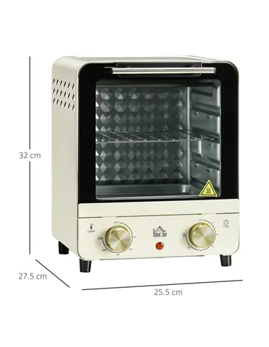 HOMCOM Mini Oven, 15 Litres Electric Oven and Grill with 60-230℃ Adjustable Temperature, 60 Minute Timer, Include Baking Tray, W