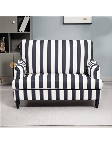 HOMCOM Modern Cuddle Chair, Velvet Single Sofa Armchair with Stripe, Turned Legs and Wide Seat, Upholstered Snuggle Chair for Li