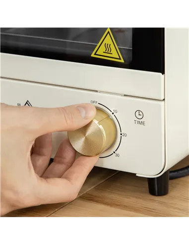 HOMCOM Mini Oven, 15 Litres Electric Oven and Grill with 60-230℃ Adjustable Temperature, 60 Minute Timer, Include Baking Tray, W