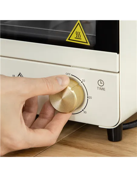 HOMCOM Mini Oven, 15 Litres Electric Oven and Grill with 60-230℃ Adjustable Temperature, 60 Minute Timer, Include Baking Tray, W