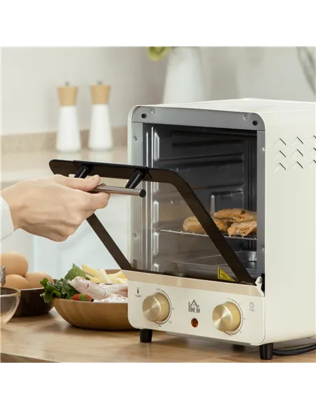 HOMCOM Mini Oven, 15 Litres Electric Oven and Grill with 60-230℃ Adjustable Temperature, 60 Minute Timer, Include Baking Tray, W