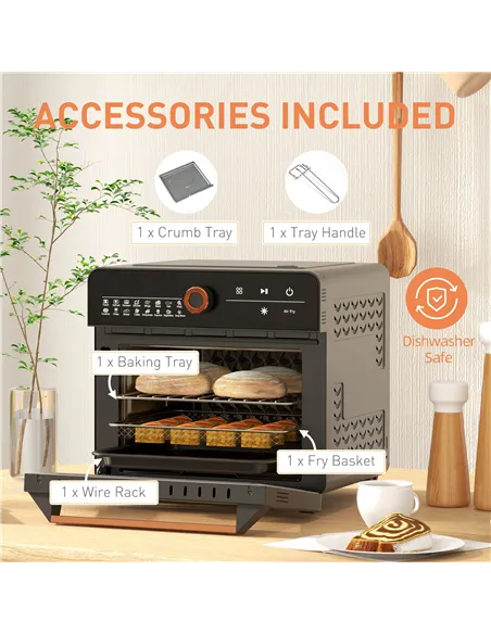 HOMCOM Air Fryer Oven, 20L Mini Oven, Multifunction Countertop Convection Oven with 16 Presets, Adjustable Temp and Time, 1400W