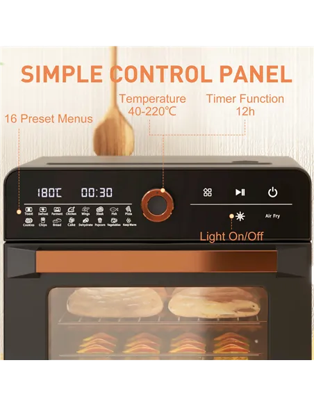 HOMCOM Air Fryer Oven, 20L Mini Oven, Multifunction Countertop Convection Oven with 16 Presets, Adjustable Temp and Time, 1400W