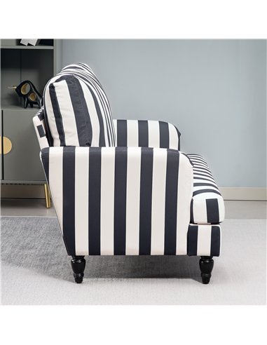 HOMCOM Modern Cuddle Chair, Velvet Single Sofa Armchair with Stripe, Turned Legs and Wide Seat, Upholstered Snuggle Chair for Li