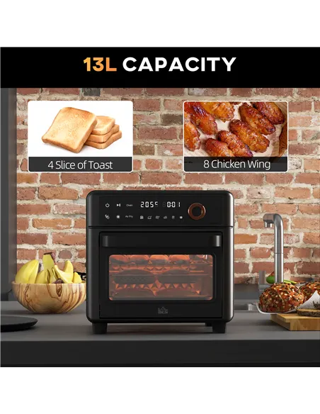 HOMCOM Air Fryer Oven, 13L Mini Oven, Multifunction Countertop Convection Oven w/ 12 Presets, Adjustable Temp and Time, 1500W