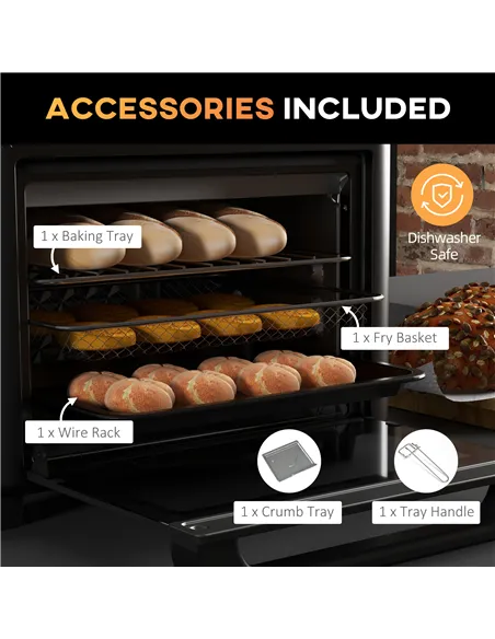 HOMCOM Air Fryer Oven, 13L Mini Oven, Multifunction Countertop Convection Oven w/ 12 Presets, Adjustable Temp and Time, 1500W