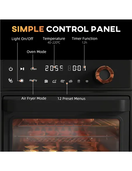 HOMCOM Air Fryer Oven, 13L Mini Oven, Multifunction Countertop Convection Oven w/ 12 Presets, Adjustable Temp and Time, 1500W