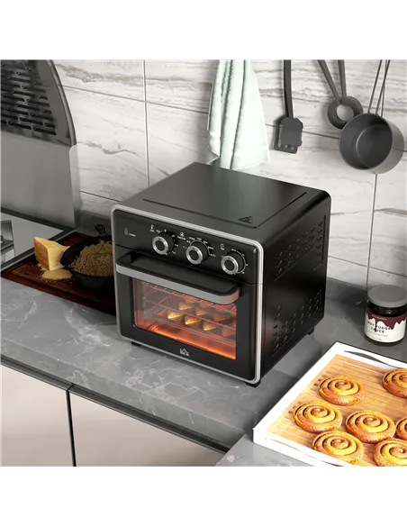HOMCOM 20L 90-230℃ Mini Convection Oven, with Air Fry Function - Black