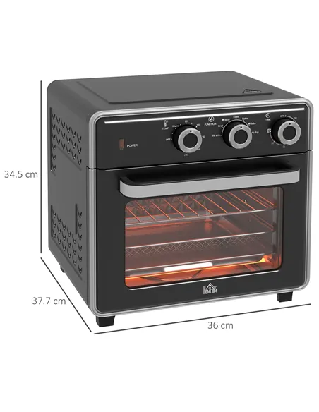 HOMCOM 20L 90-230℃ Mini Convection Oven, with Air Fry Function - Black